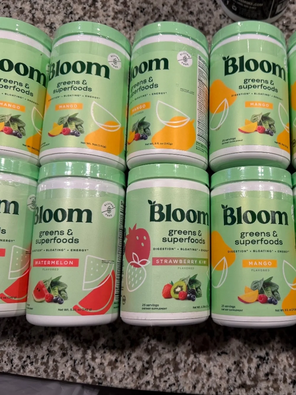 LOT OF 12 Bloom Nutrition Greens & Superfoods Powder  -Free shipping - PLZ  READ